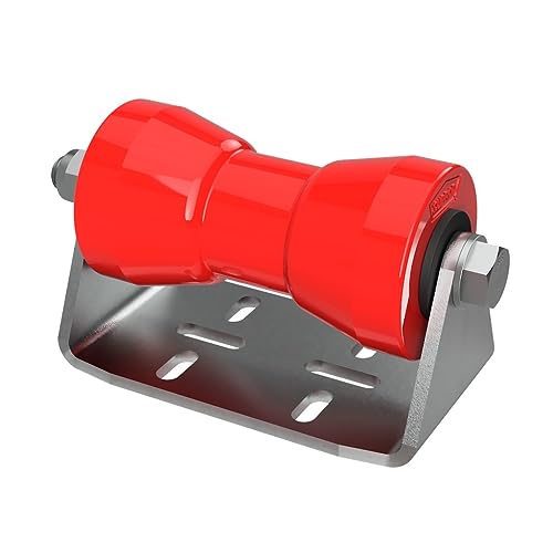 SUPROD Polyurethan Kielrolle mit Halter B, Sliprolle, Bootstrailer Sliphilfe, Stahl verzinkt, 160 mm, rot