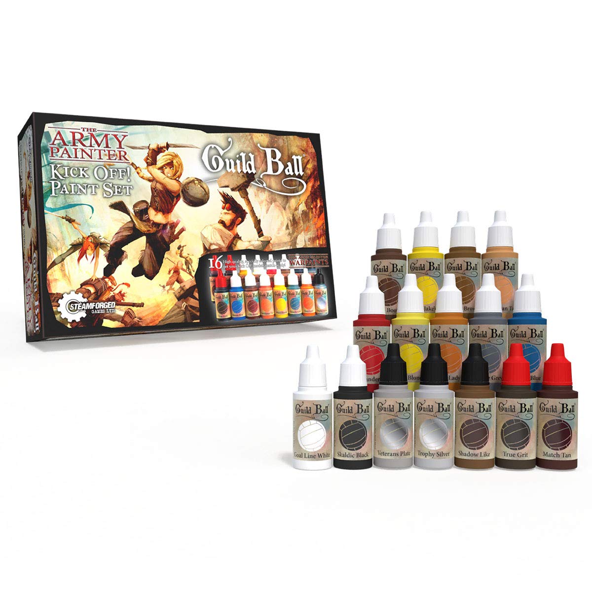 The Army Painter | Guild Ball Kick Off Paint Set | 16 Acrylfarben | inkl. kostenloser Malanleitung | für Modellmalerei CMON Rising Sun Fantasy Miniatures in Wargames Miniature Model Painting