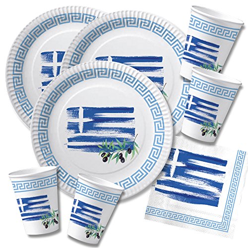 DH-Konzept 60-teiliges Party-Set Griechenland - Teller Becher Servietten für 20 Personen