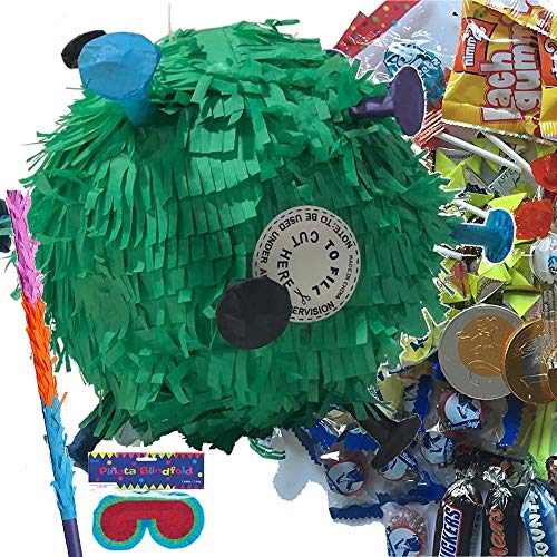 Pinata-Set * Virus * mit großer Piñata + Schläger + Brille + 100-teiliges Süßigkeiten-Füllung No.1 | Pinata für Kinder und Erwachsene | Kindergeburtstag Party