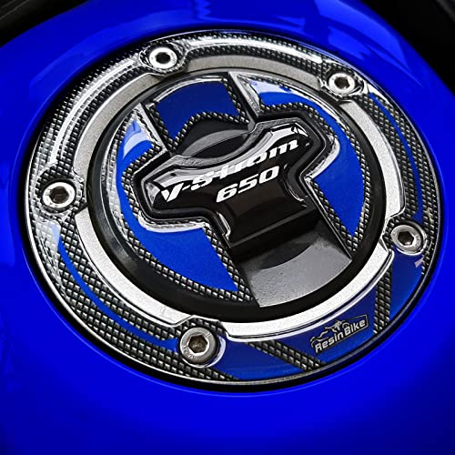 Aufkleber Motorrad Kompatibel Mit Suzuki V-Strom 650 XT Abs. Paraserbatoio-Protezione Tappo-Puntale-Paramani-Forcellone-Maniglie-Cruscotto-Fanale-Borse-Adesivi Laterali. Coloration Farbe: Blau-Gold