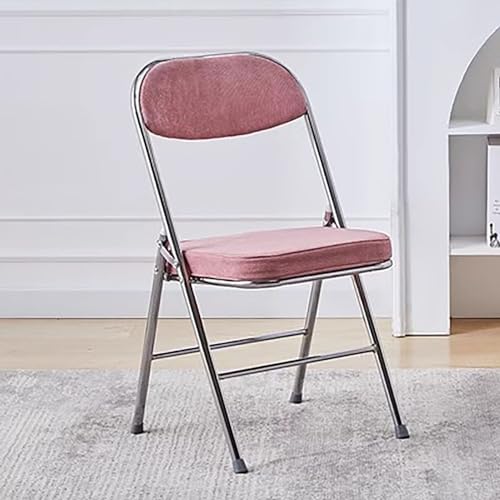 zxhrybh Klappstuhl Gepolstert Kissen und Gepolsterter Rückenlehne, Klappstuhl Metall für Zuhause und Büro, für Veranstaltungen im Innen- und Außenbereich (Size : Corduroy+pink)