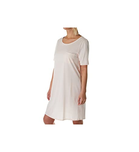 Hanro Damen Cotton Deluxe 1/2 Arm 90 cm Nachthemd, Rosa (Crystal Pink 071334), 48 (Herstellergröße: L)