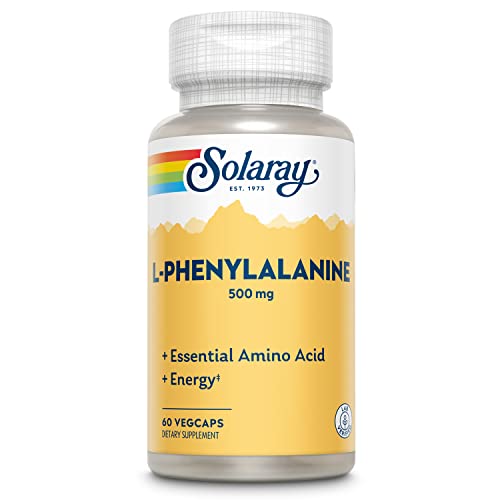 Solaray L-Phenylalanin | 500 mg | 60 Kapseln | vegan | glutenfrei | laborgeprüft | ohne Gentechnik | Nahrungsergänzungsmittel mit Aminosäure | Hauptbaustein für Neurotransmitter im Gehirn