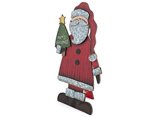 H+H Weihnachtsmann aus Holz, Weihnachtsdekoration, 23 x 2 x 39 cm, Schmuck, Festival, Weihnachten, Hausdekor, Mehrfarbig, 23x2x39cm