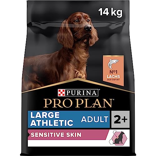 Purina Pro Plan Dog Hundetrockenfutter, Sensitive Skin, mit Optiderma, Reich an Lachs, Large Athletic Adult, 1er Pack (1 x 14 kg) Beutel