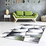 Teppich-Läufer Modern Moda Flachflor Kurzflor Konturenschnitt Handcarving Meliert Grün für Wohnzimmer; Größe: 80x300 cm
