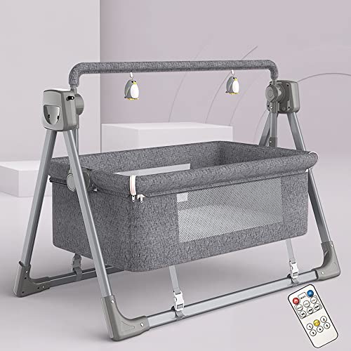 FUYAO Electric Baby Swing,Rocking Chair Cradle Swing Bed,Adjustable Bedside Cribs, Automatic Rocking Recliner Crib Basket, for Infant Newborn Unisex