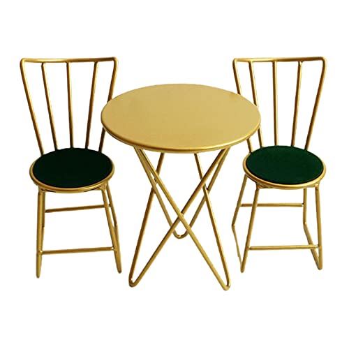 Maßstab 1:6 aus aus Puppenhaus Möbel Tisch Stuhl Set Dekoration, Geschenk Spielzeug , Goldene
