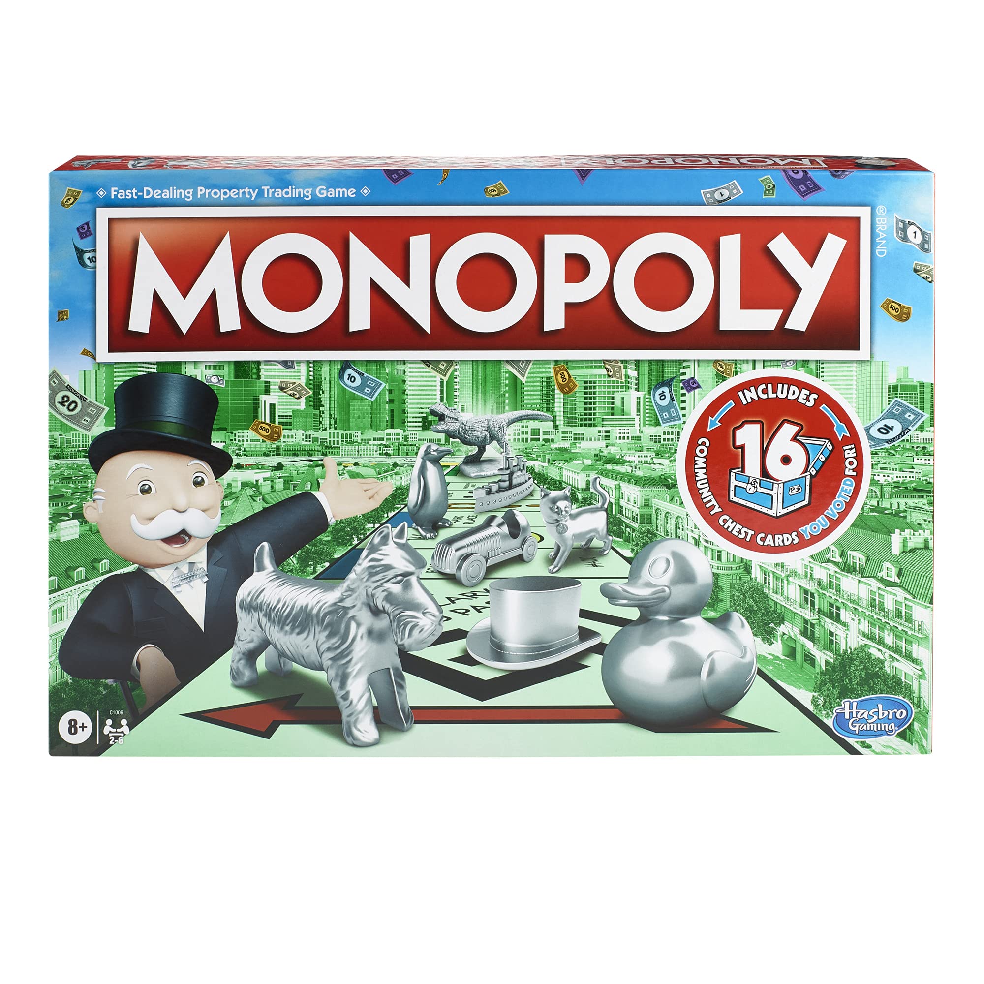 MONOPOLY Spiel, Familien-Brettspiel für 2 bis 6 Spieler, Brettspiel für Kinder ab 8 Jahren, inklusive Fan-Abstimmung Community-Brustkarten