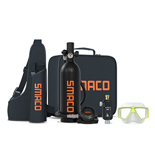 SMACO Mini Tauchflasche Sauerstoffflasche Taucherflasche Mini zum tauchen Mit 15 Bis 20 Minuten Tauchen Sauerstofftank Taucher Set Tauchausrüstung Tragbare 1L S400 Plus (auf EU Lager)