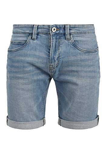 Indicode Quentin Herren Jeans Shorts Kurze Denim Hose Mit Destroyed-Optik Aus Stretch-Material Regular Fit, Größe:L, Farbe:Blue Wash (1014)