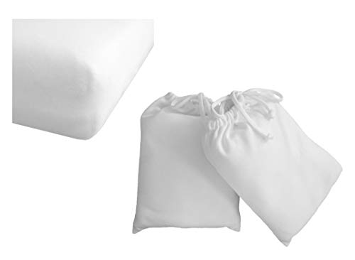 Arle-Living Spannbettlaken Weiß 60x120-70x140 cm Doppelpack aus Reiner Bio Baumwolle Interlock Jersey Kinder Baby Bett (Weiß, 60x120-70x140 cm Doppelpack)