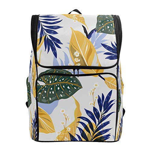 Sommer-Rucksack mit tropischen Blättern, wasserdichte Schultertasche für Fitnessstudio, blaue Pflanzen, Laptop-Tasche, Outdoor-Reisetasche für Kinder, Mädchen, Jungen, Frauen