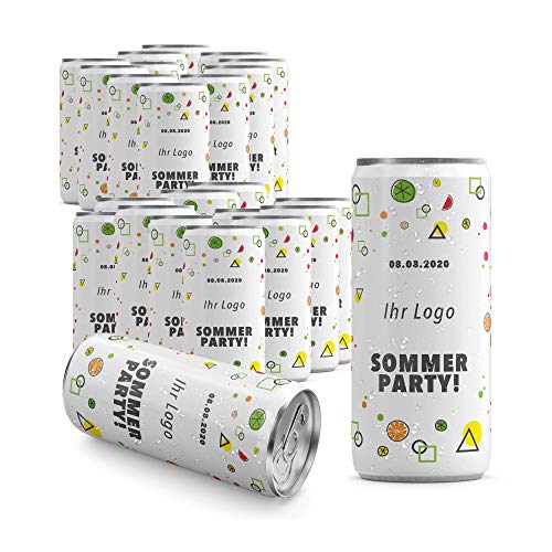 24 Sektdosen Firrmenfeier personalisiert mit Namen der Firma - 24 x 200ml - Gastgeschenk Geschenk für Gäste zur Firmenfeier – Sommerfest