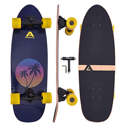 Apollo Surf Skateboard Kinder ab 6 Jahre | Mini Longboard Kinder | Mini Cruiser Board für Streetsurf und Surftraining | Carving & Pumping | mit hochwertiger Surf Skate Achse | Skateboard Erwachsene