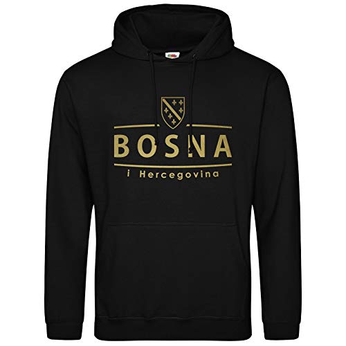 AkyTEX Bosnien Bosna Hoodie Kapuzenpullover Hoody Wappen (Schwarz, XXL)