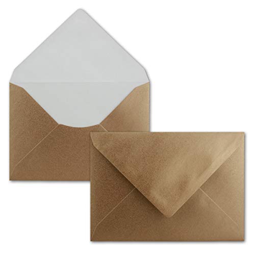 100 Brief-Umschläge - Metallic Bronze - DIN C6-114 x 162 mm - Kuverts mit Nassklebung ohne Fenster für Gruß-Karten & Einladungen - Serie FarbenFroh