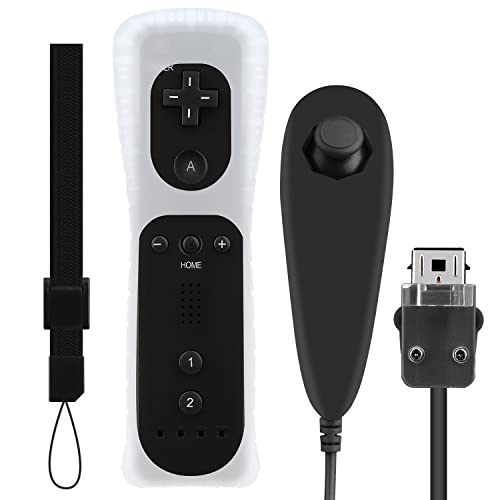 OSTENT Motion Sensor Fernbedienung + Wired Nunchuck Combo kompatibel für Nintendo Wii Konsole Farbe Schwarz