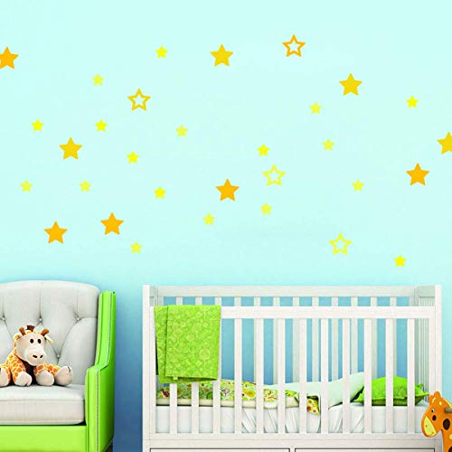 Sticker für Kinder | Wandaufkleber 35 gelb Sterne – Wanddekoration Kinderzimmer | 20 x 30 cm