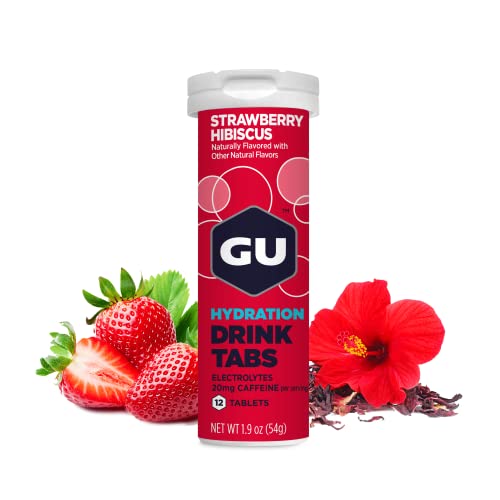 GU Brew Hydration Drink Tabs (Elektrolyt-Brausetabletten), Strawberry Hibiscus (Erdbeere Hibiskus), 8er Pack