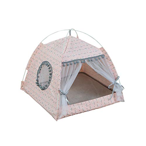 POPETPOP Zelt für kleine Haustiere, abnehmbar, waschbar, für kleine Tiere (Blumenmuster, Pink, Ml)