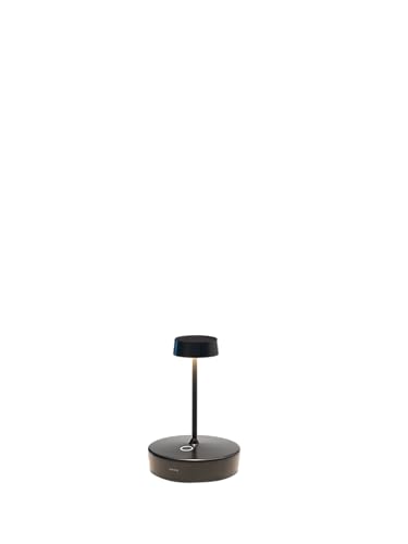 Zafferano, Swap Mini Lampe, Wiederaufladbare und Kabellose Tischlampe mit Touch Control, Geeignet für den Innen- und Außenbereich, Stufendimmer, 2200-3000 K, Höhe 14,8 cm, Farbe Schwarz