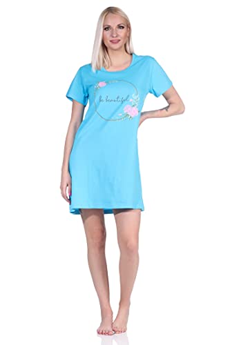 NORMANN-Wäschefabrik Damen 2er Pack Kurzarm Nachthemd Schlafshirt in 2 tollen farbenfrohen Designs - 65137, Farbe:Mix, Größe:36-38
