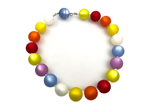 Creative-Beads Polarisperlen Kette 20mm dicke Perlen, Länge ca.46cm, mit Magnetverschluss. bunt, Edelstahldraht, Damen