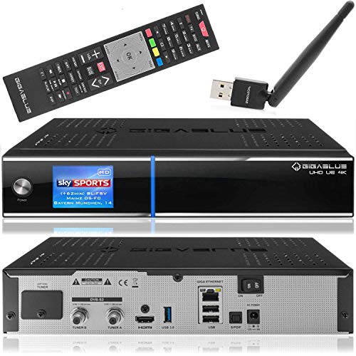 Gigablue UHD UE 4k Receiver mit 2 x DVB-S2 FBC Tuner SAT-Receiver 2xDVB-S2 inkl. Babotech® WLAN Stick