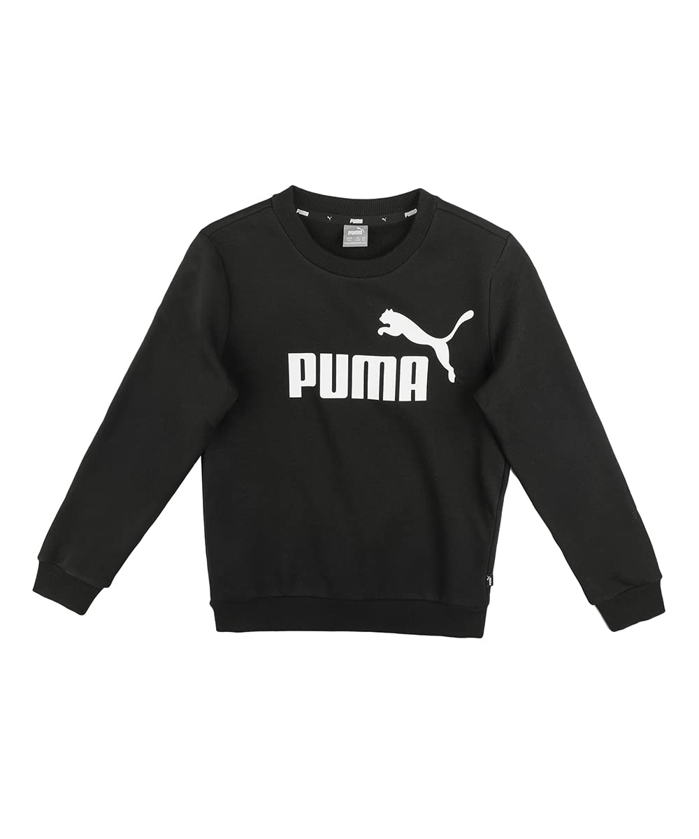 PUMA Jungen Ess Big Logo Crew Fl B Sweater, Puma Black, 176
