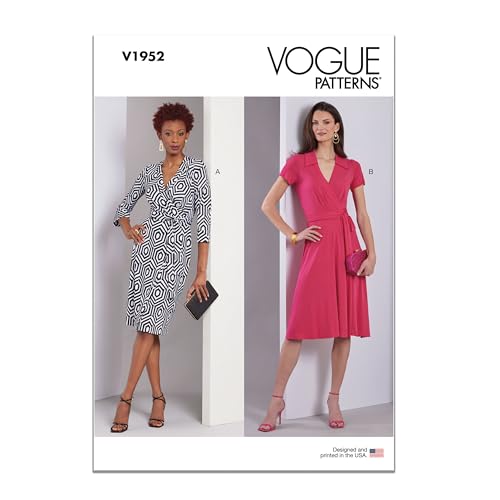Vogue V1952A5 Wickelkleider für Damen, A5 (34-36-38-40)