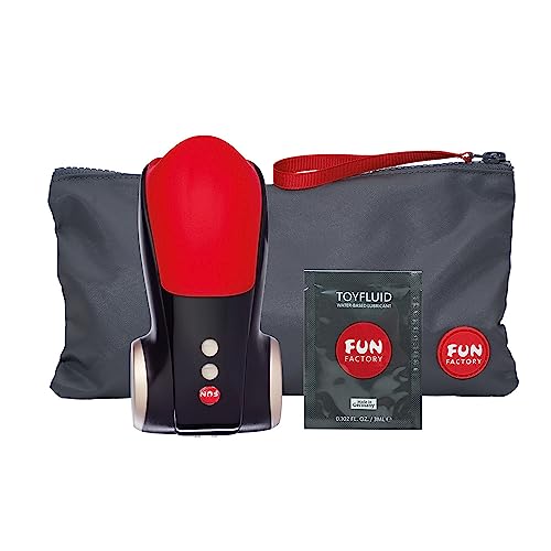 Fun Factory COBRA LIBRE II - Vibrator für Ihn, Eichelstimulator, hochwertiger Masturbator für Männer mit 11 Stufen, Set mit Tasche + Gleitgel, medizinisches Silikon (Schwarz/Rot Set)