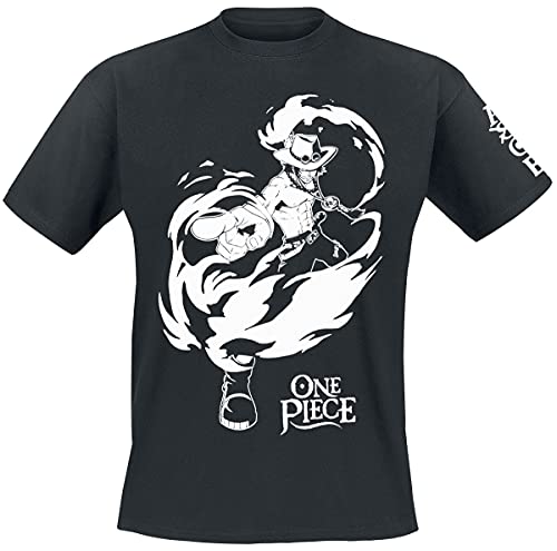 AbyStyle Heren One Piece Ace kurzen Ärmeln Basic T-Shirt, Schwarz , XXL