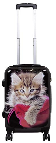 Trendyshop365 Polycarbonat Reisekoffer Trolley Hartschale - Design Katze Kätzchen Cat (Handgepäck)