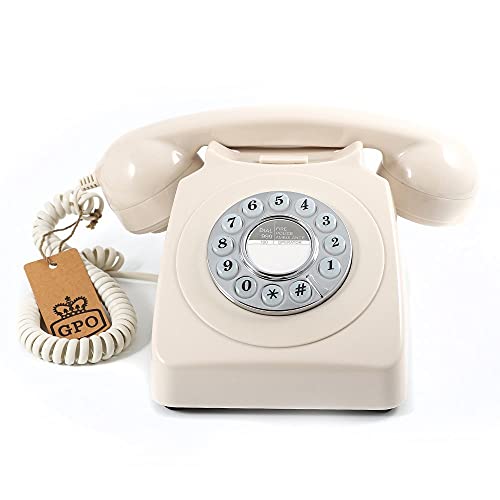 GPO 746PUSHIVO Klassisches Telefon im 70er Jahre Design Creme