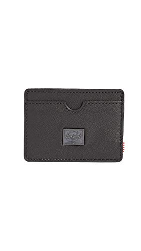 HERSCHEL 10845-00001 Charlie Leather RFID Black Unisex - Erwachsene Accessoires Einheitsgröße