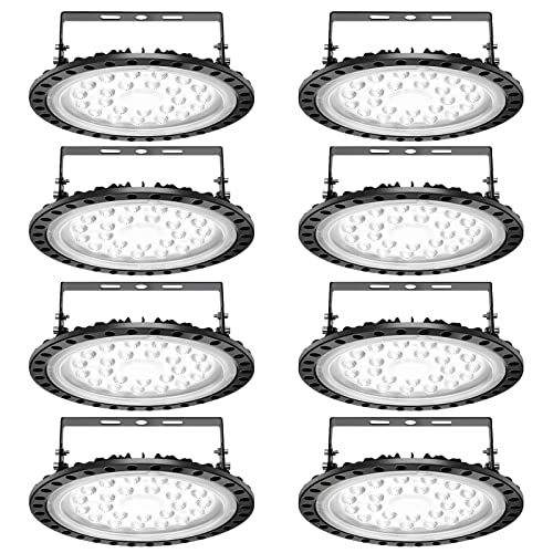 100W UFO LED Hallenleuchte, Fairyland 8 Stück LED Hallenleuchte Industrial Kronleuchter Hallenstrahler Hallenbeleuchtung Werkstattbeleuchtung, Kaltweiß 6000-6500K, Abstrahlwinkel 120°