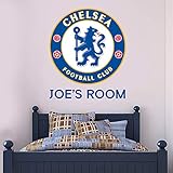 Beautiful Game Chelsea Football Club Offizielles Wappen & personalisierter Name Wandsticker + Chelsea Abzeichen Aufkleber-Set Vinyl Poster Druck Wandbild (60 cm Höhe)