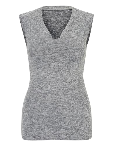 Venice Beach Sport-T-Shirt für Damen mit lässiger Schnittform und V-Ausschnitt ELEAMEE XL, Coal B Melange