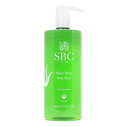 SBC Skincare - Duschgel Feuchtigkeitsspendend mit Aloe Vera - 1 L - Reinigt Gründlich, Beruhigt und Pflegt die Haut - Feuchtigkeitsspendende Wirkung - Shower Gel - Aloe Vera Body Wash
