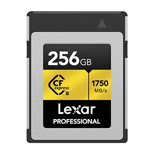 Lexar Professional Gold-Serie CFexpress Karte 256GB, Typ B CF Karte, bis zu 1750 MB/s Lesen, Nehmen Sie PCIe 3.0 und NVMe, Speicherkarte für professionelle Fotografen, Videofilmer (LCXEXPR256G-RNENG)