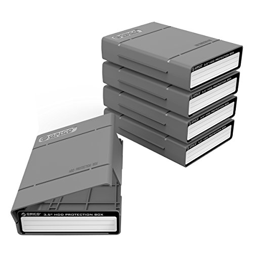 ORICO 5 Stück Festplattentasche Schutztasche,Aufbewahrungstasche für 3,5 Zoll Festplatten und SSD/HDD, Hard Case Erschütterungsfeste Schutzbox für Western Digital WD Seagate Toshiba Intenso