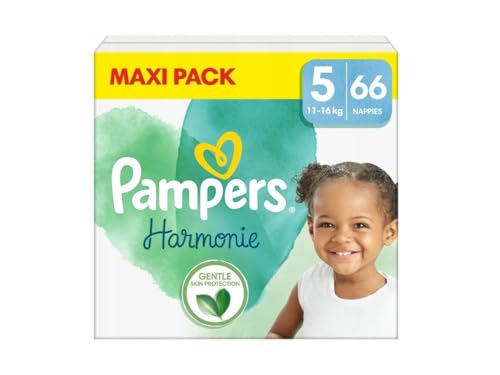 Pampers Harmonie Baby Windeln, Schonung der empfindlichen Haut und Inhaltsstoffe pflanzlichen Ursprungs, Größe 5, 66 Windeln 11kg - 16kg