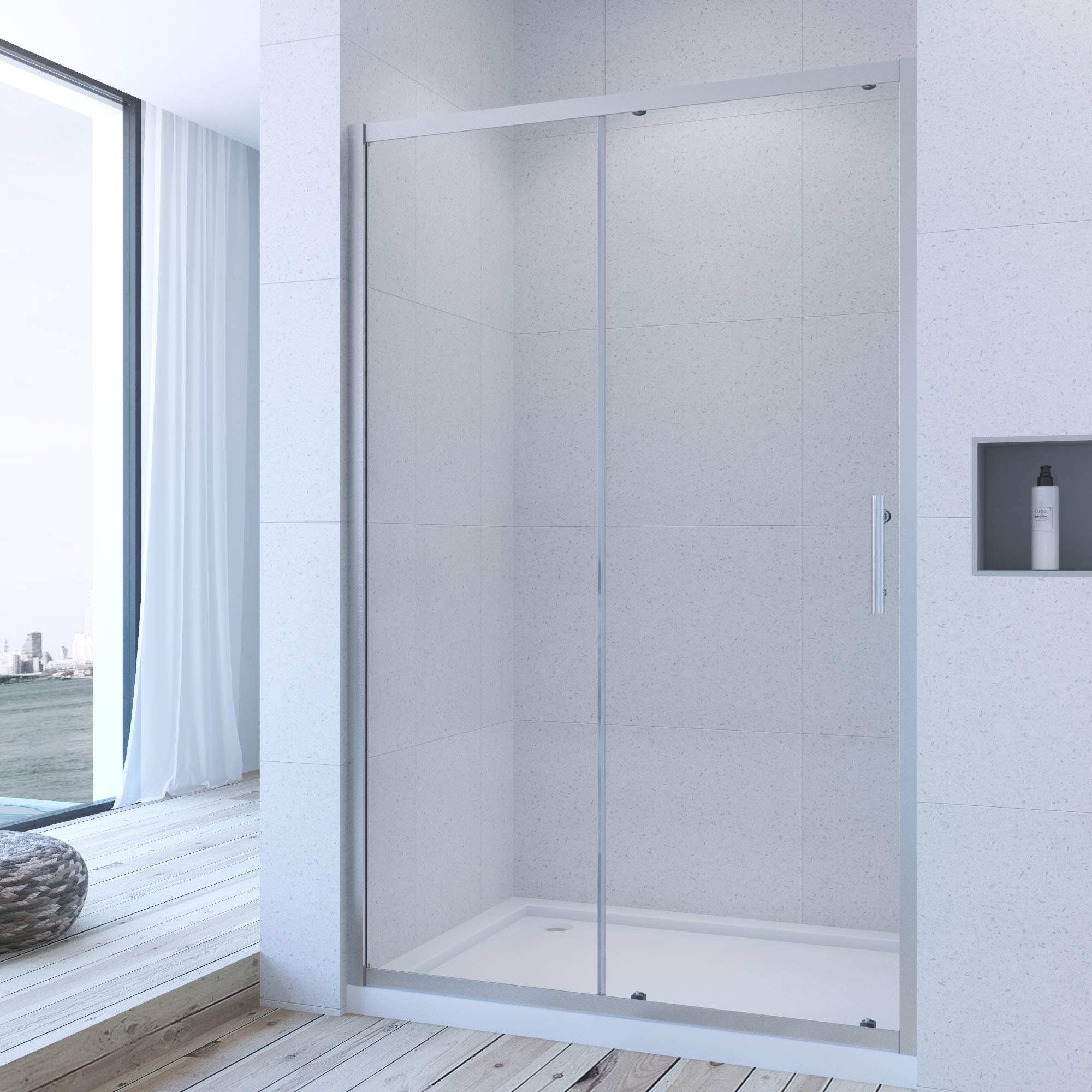 Duschtür Nische 150 cm Schiebetür Dusche Duschschiebetür Nischentür Nischenschiebetür Duschabtrennung Duschwand Glas 185 cm höhe