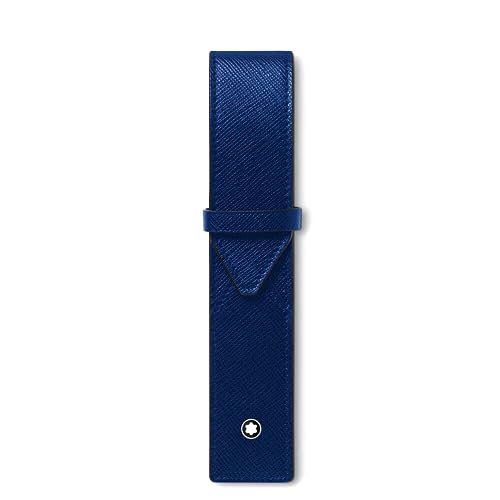 Montblanc Sartorial Etui für 1 Schreibgerät aus Leder in der Farbe Blau, Maße: 16cm x 3cm x 1,6cm, 130820