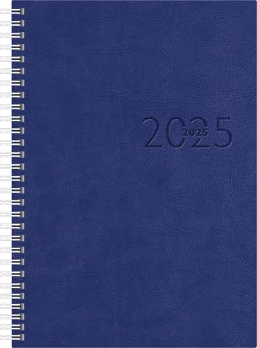 rido/idé Buchkalender Modell studioplan int. (2025), 2 Seiten = 1 Woche, 168 × 240 mm, 160 Seiten, Kunstleder-Einband Prestige, blau