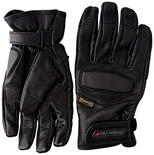 Rider-tec Motorradhandschuhe Leder, zugelassen, schwarz