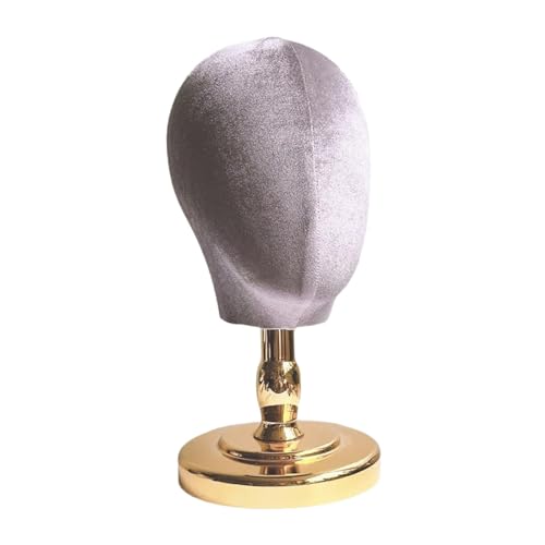 Oshhni Schaufensterpuppenkopf-Modell, Perückenständer, Mehrzweck-Hut-Ausstellungsständer, für Salon-Zuhause, Grau und Gold