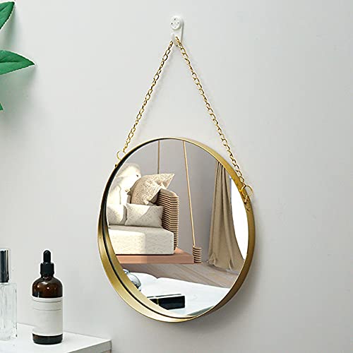 Schmiedeeiserne Badezimmerspiegel, runder hängender Spiegel, hochauflösender Silberspiegel Eitelkeitspiegel, verwendet im Wohnzimmer, Schlafzimmer und Bad, Durchmesser 25 cm / 10in